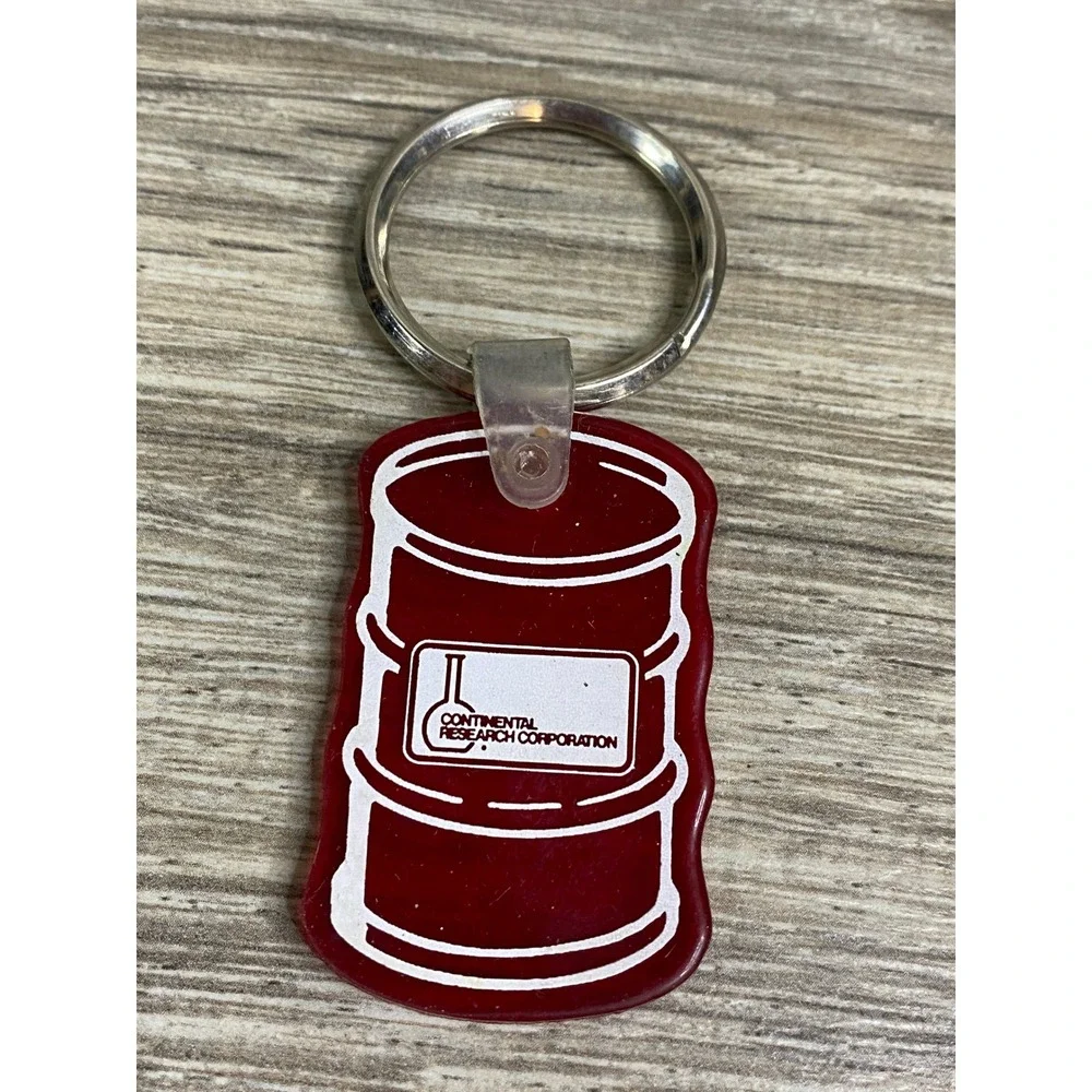 Vintage Continental Research Corporation‎ Red Oil Drum Barrel Keychain Fob
